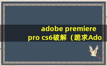 adobe premiere pro cs6破解（跪求Adobe premiere pro cs6要中文的完整版下载地址，感谢！）